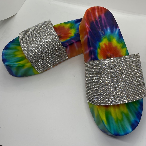Women’s Summer Multicolor Rhinestone Slide Sandals - Picture 6 of 7